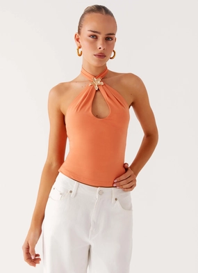 Friction Resistant Edges YarnDyedQuality Kirra Halter Top - Peach