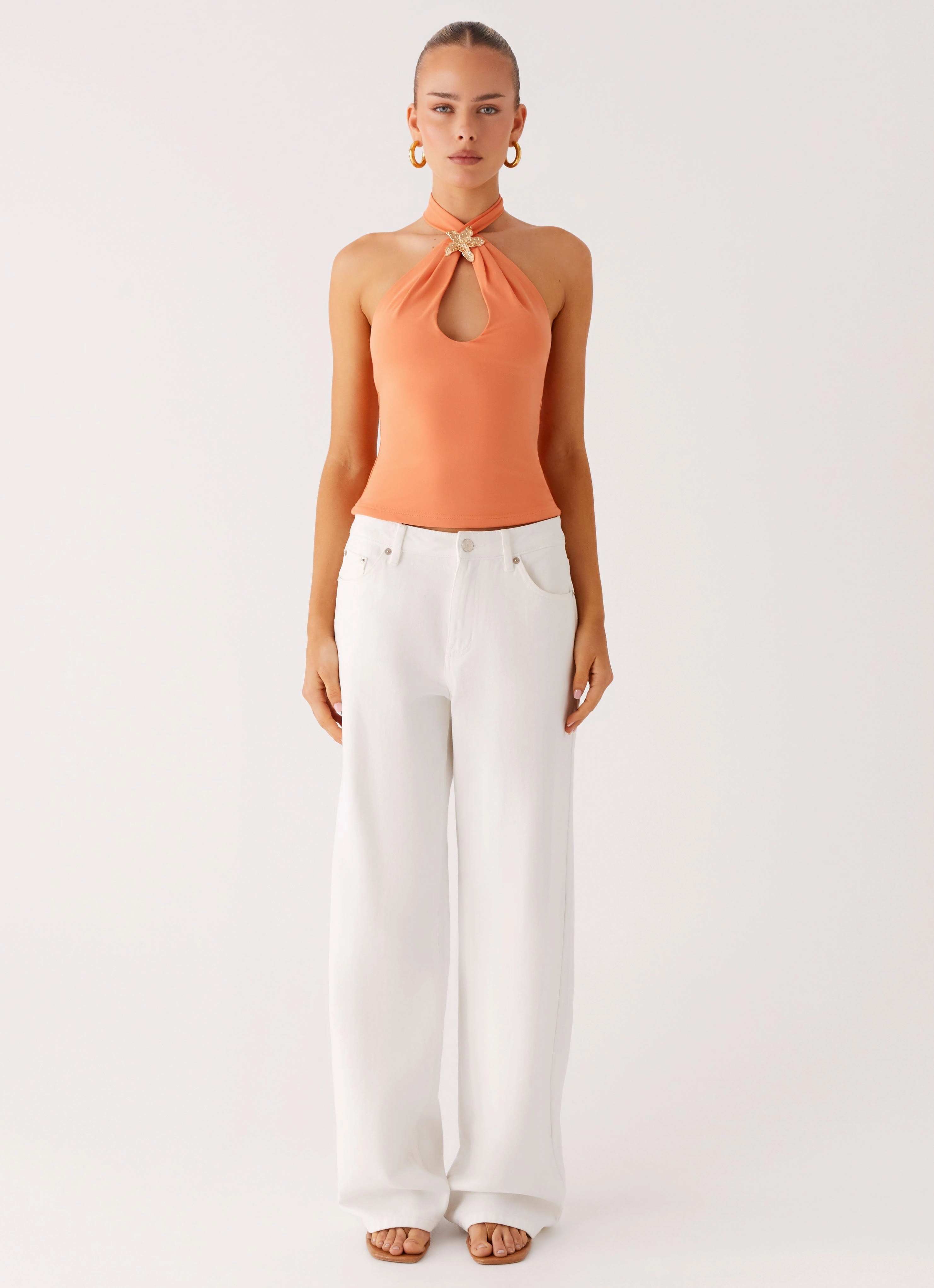 Moisture Control Lining Kirra Halter Top - Peach