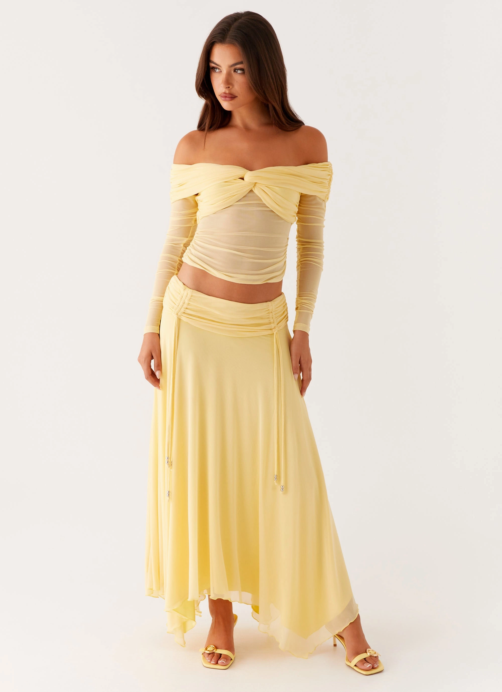 Kirrabilli Midi Skirt - Yellow Flat Lay Collar