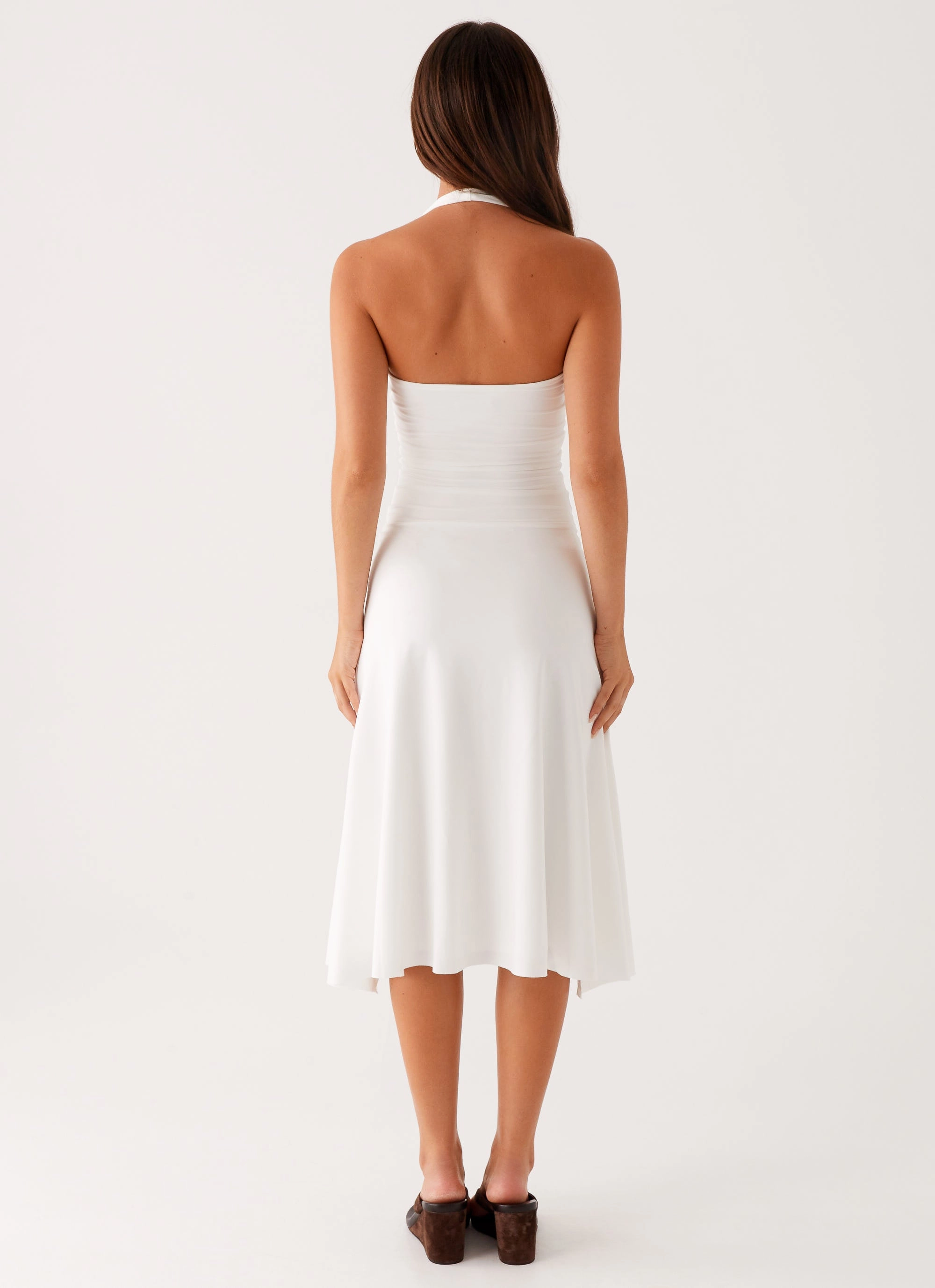 Calm Grace Layered Fabric Klyne Midi Dress - Ivory