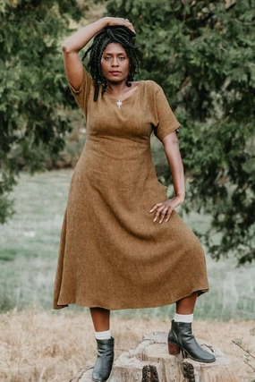 Bella Dress in Golden Checker Formal dinner wear
