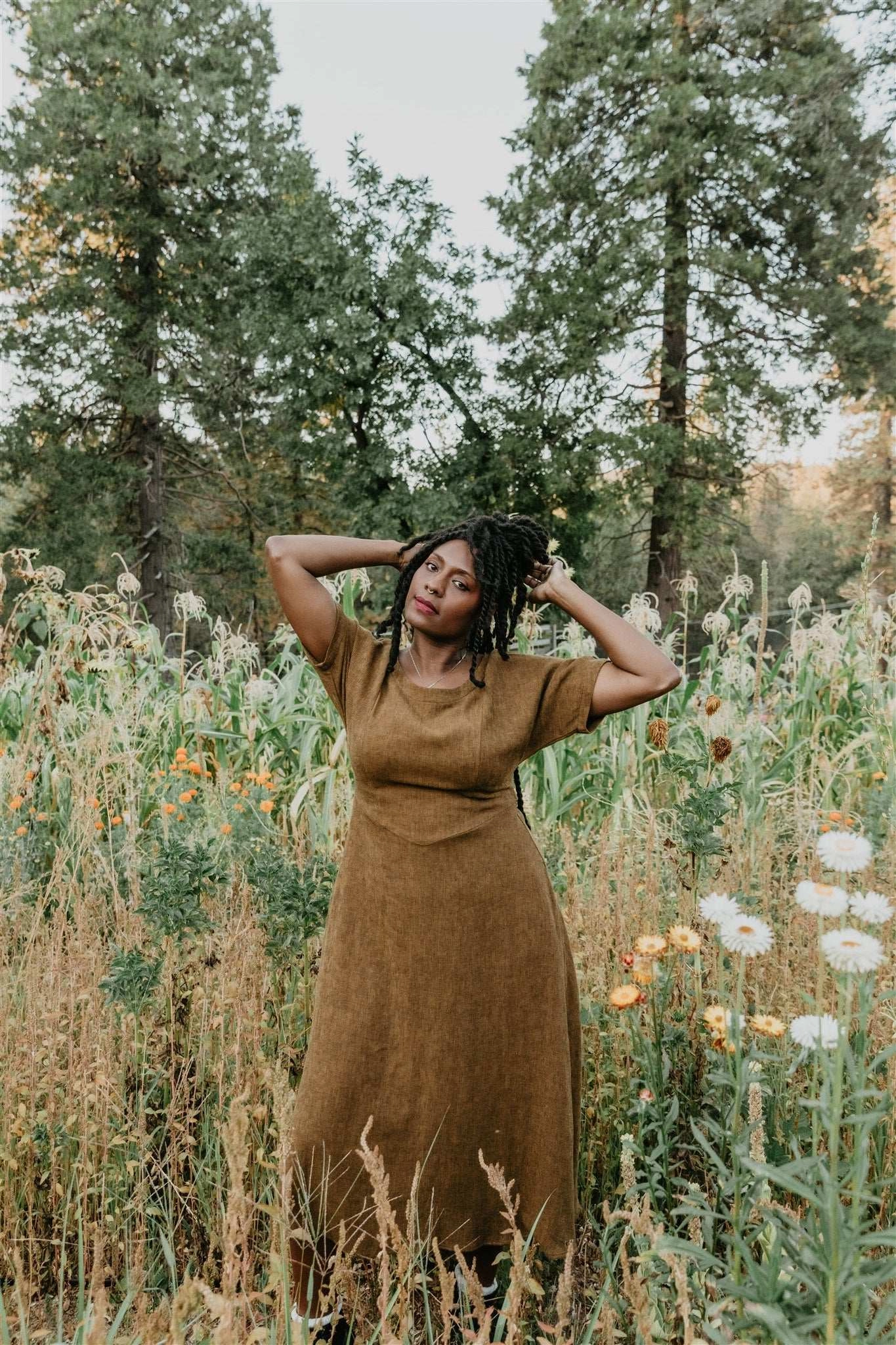 Light Shape Bella Dress in Golden Checker