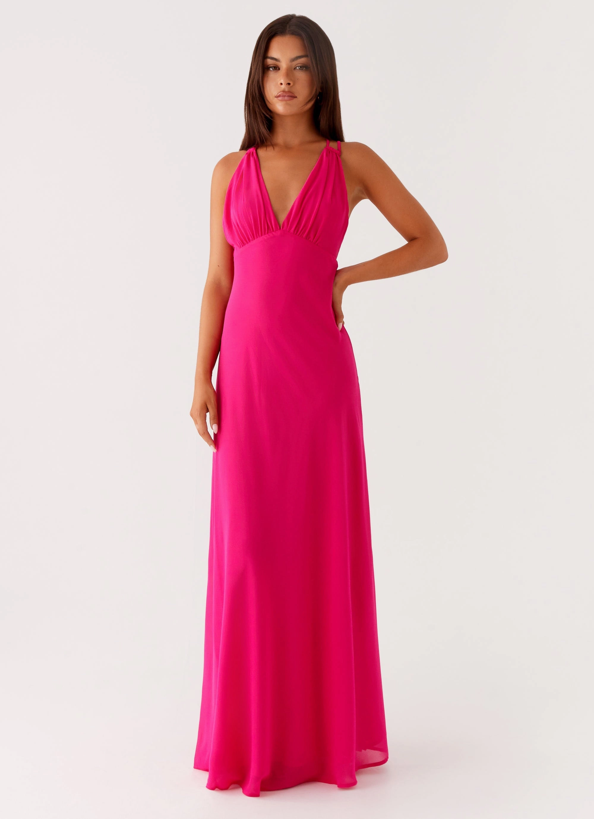 Kacia Maxi Dress - Fuchsia polka-dot