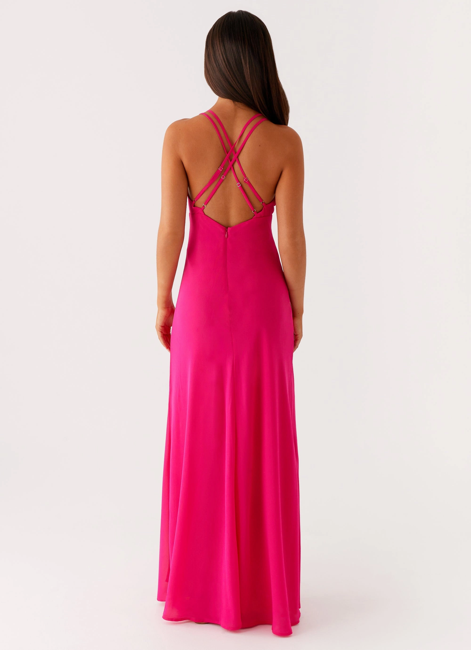 Kacia Maxi Dress - Fuchsia Peplum-Style