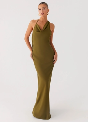 Casual event dress Subtle pattern Opal Glow Maxi Dress - Khaki