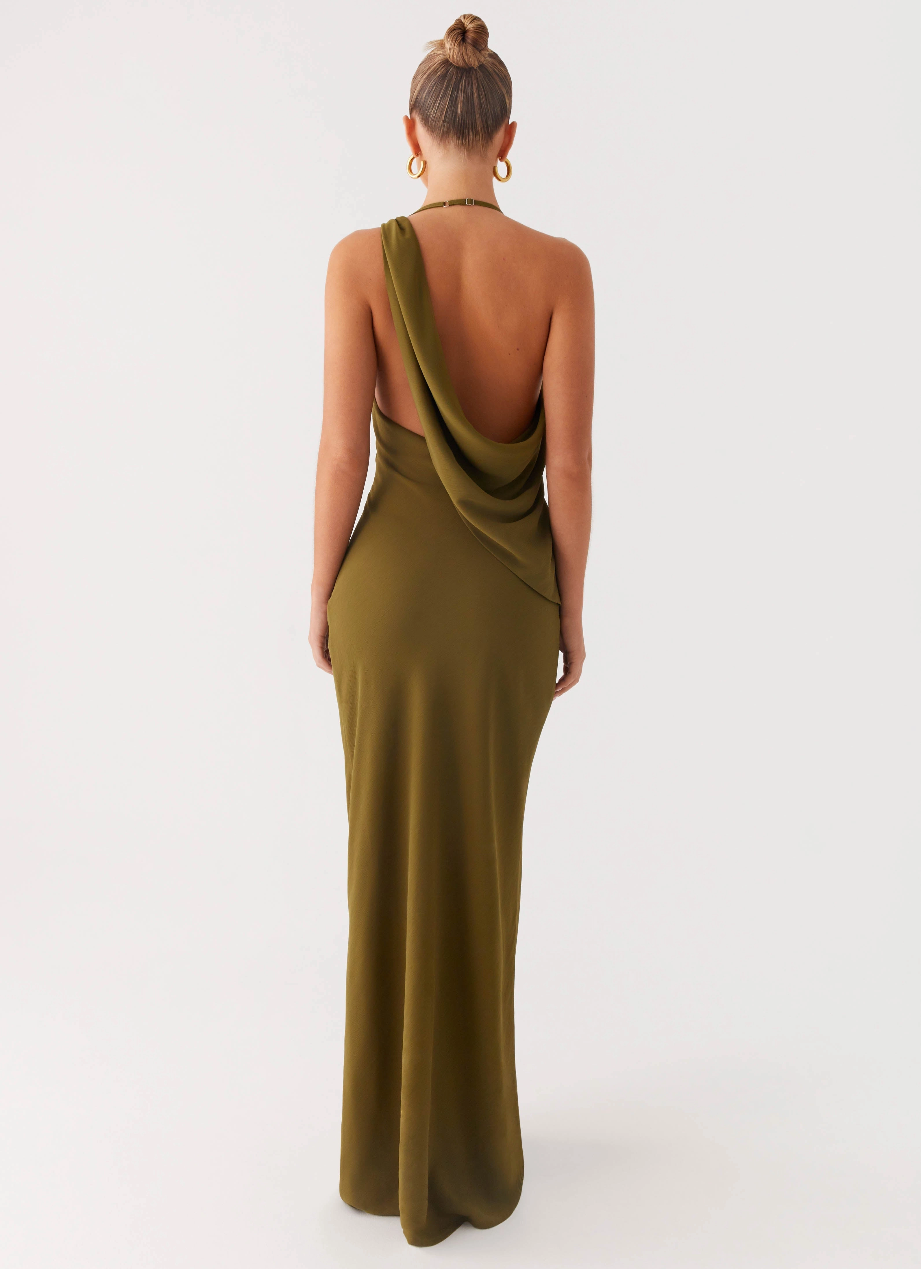 Textured Flow Opal Glow Maxi Dress - Khaki