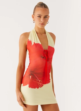 Tear-resistant Know You Better Mini Dress - Scarlet Floral