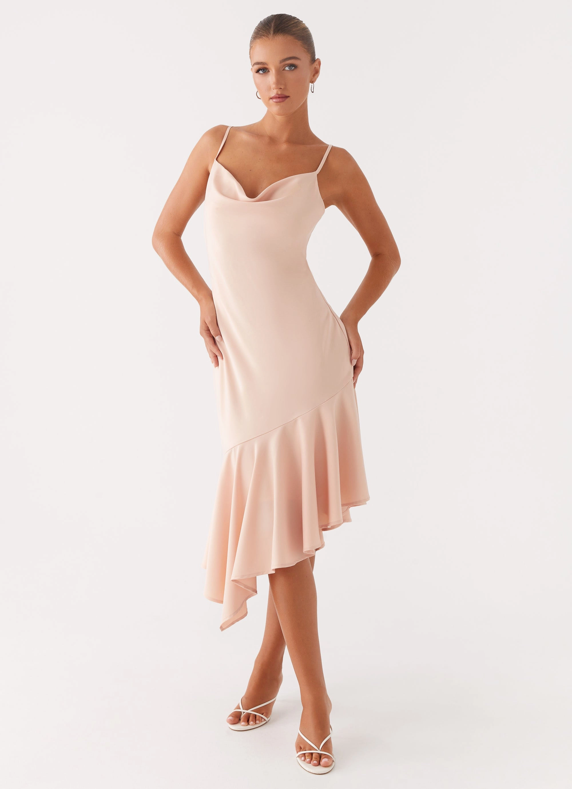 Korby Midi Dress - Pink Korean Trend Office Shape