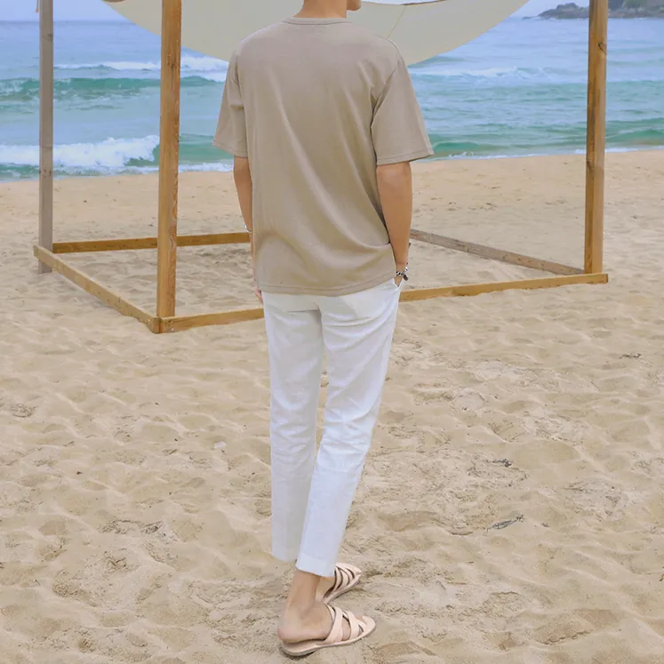 [Korean Style] 2 Colors Casual V-neck T-shirts