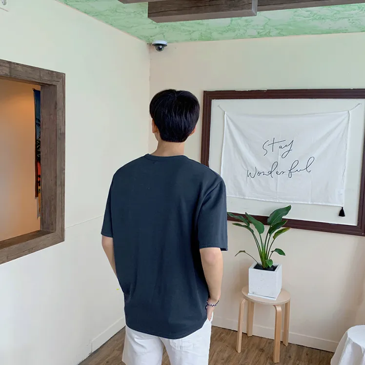 [Korean Style] 2 Colors Casual V-neck T-shirts