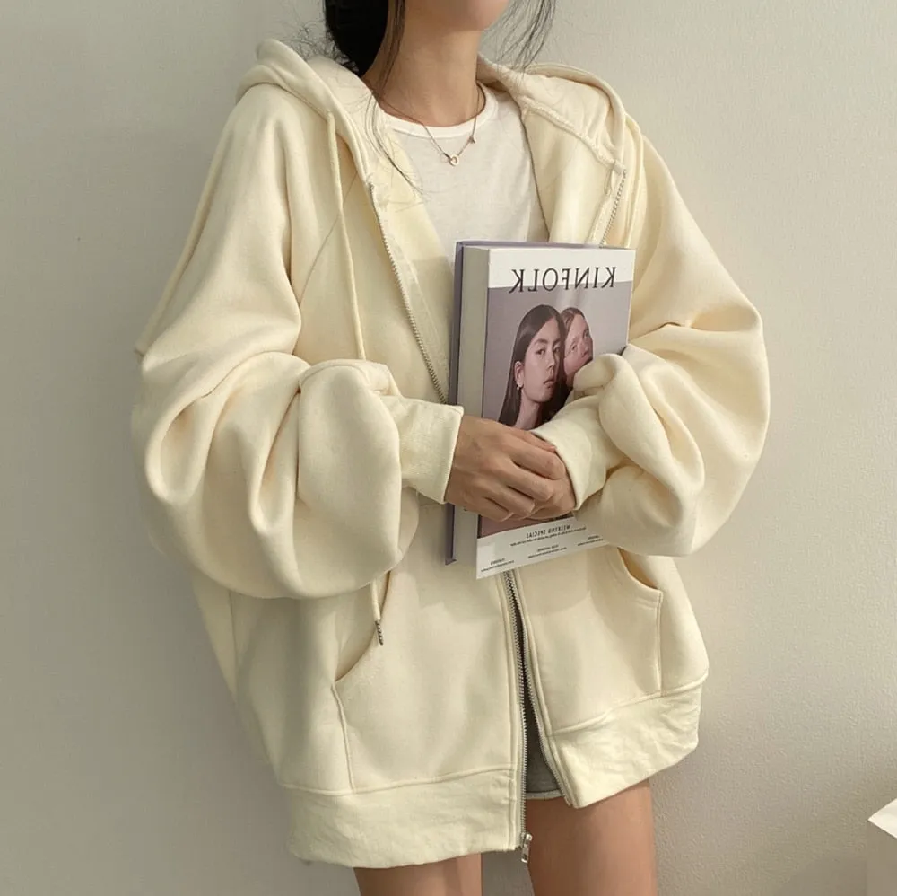 Korean Style 3 Color Loose Fit Pocket Hoodie