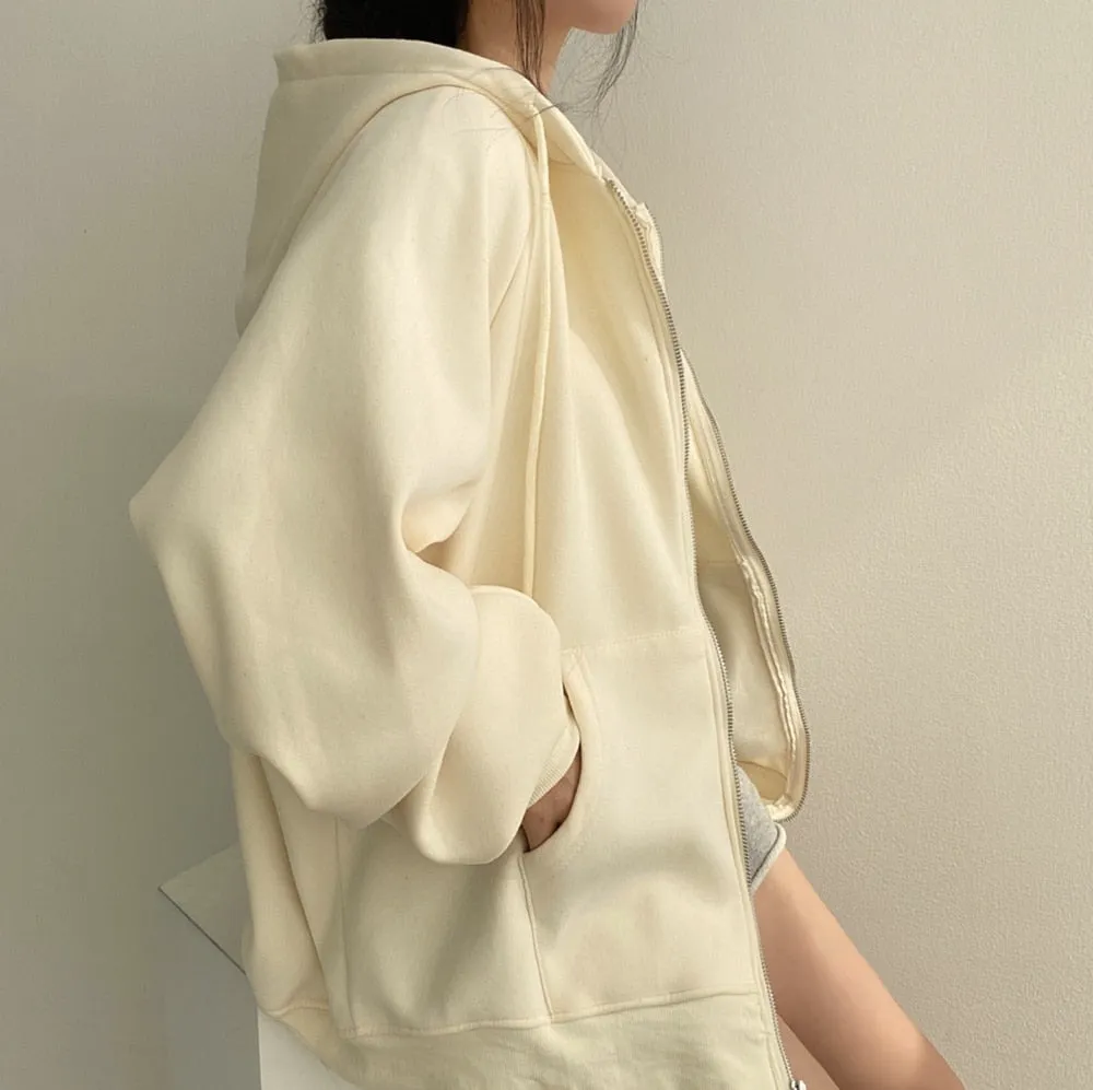Korean Style 3 Color Loose Fit Pocket Hoodie