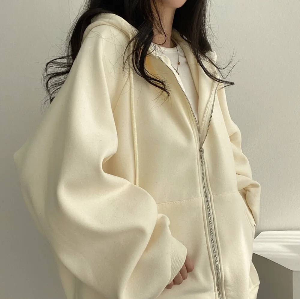 Korean Style 3 Color Loose Fit Pocket Hoodie
