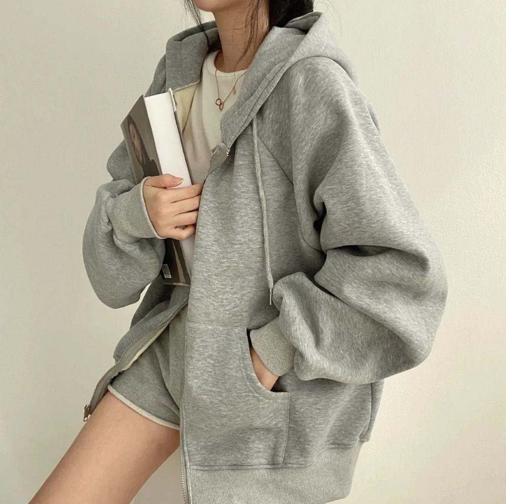 Korean Style 3 Color Loose Fit Pocket Hoodie