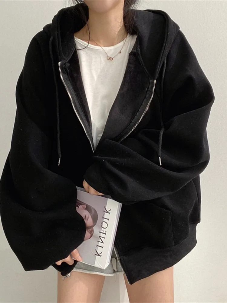 Korean Style 3 Color Loose Fit Pocket Hoodie