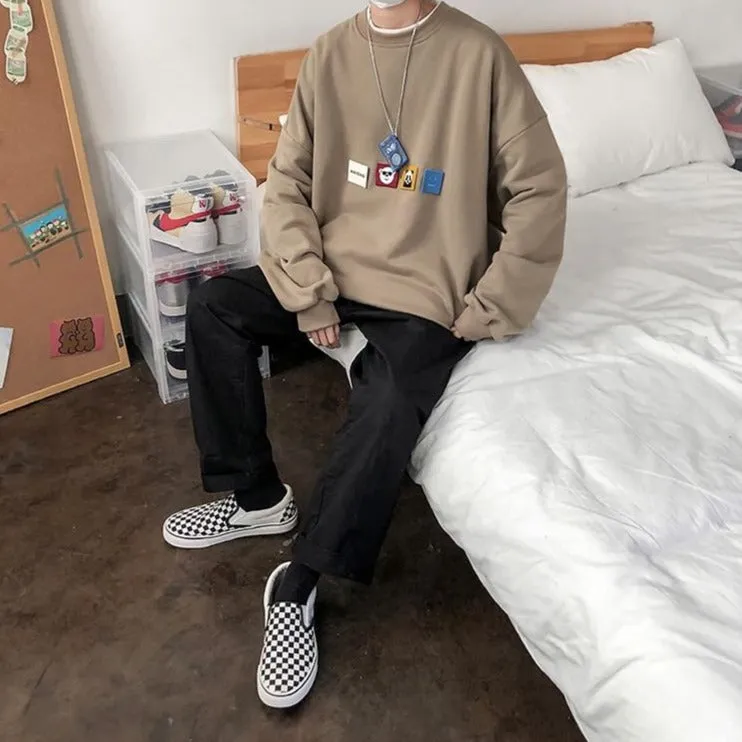 [Korean Style] 4 Colors Panda Patchwork Sweatshirts