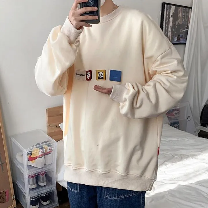 [Korean Style] 4 Colors Panda Patchwork Sweatshirts