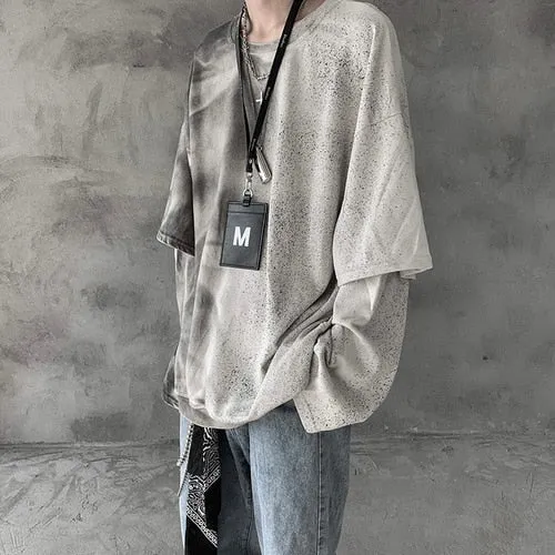 [Korean Style] Blaze Two Pieces Washed Sweatshirts