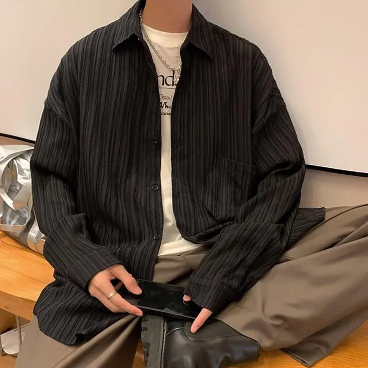 [Korean Style] Camisa White/Black Casual Shirts