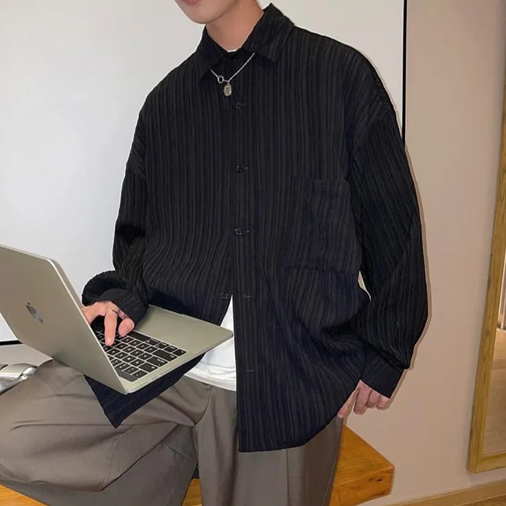 [Korean Style] Camisa White/Black Casual Shirts