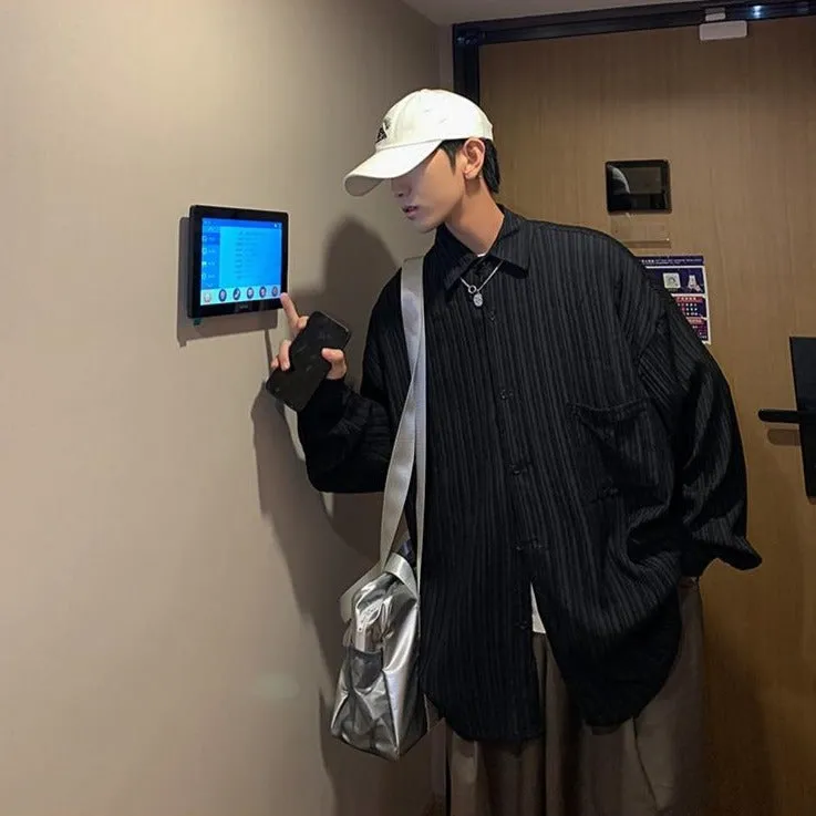[Korean Style] Camisa White/Black Casual Shirts