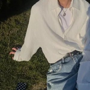 [Korean Style] Camisa White/Black Casual Shirts