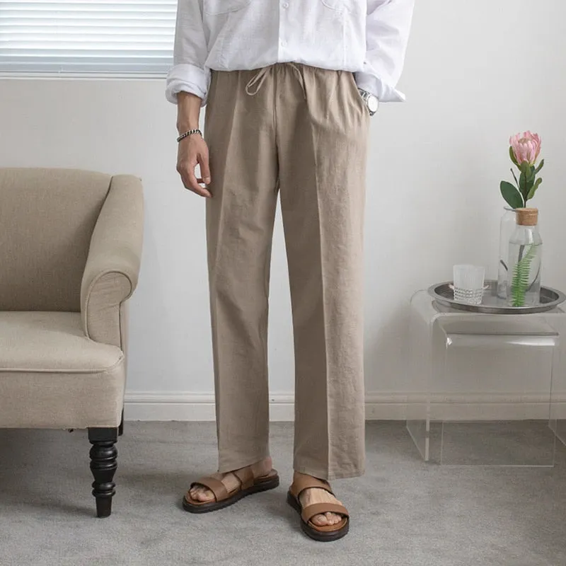 [Korean Style] Drawstring Oversized Linen Pants