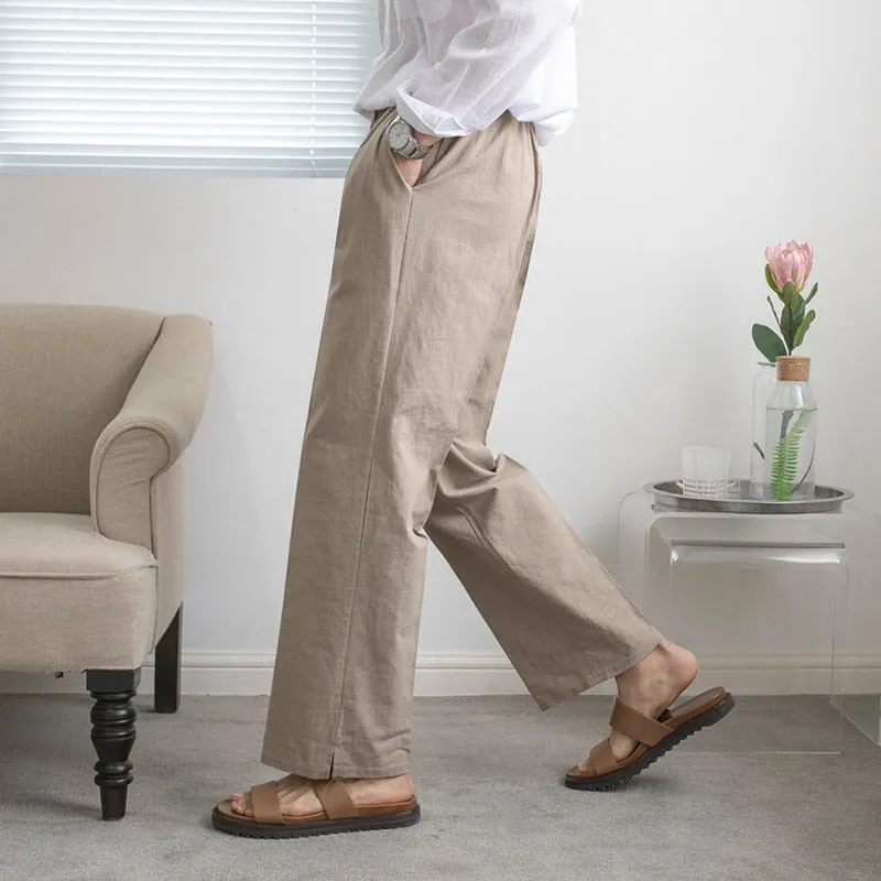 [Korean Style] Drawstring Oversized Linen Pants