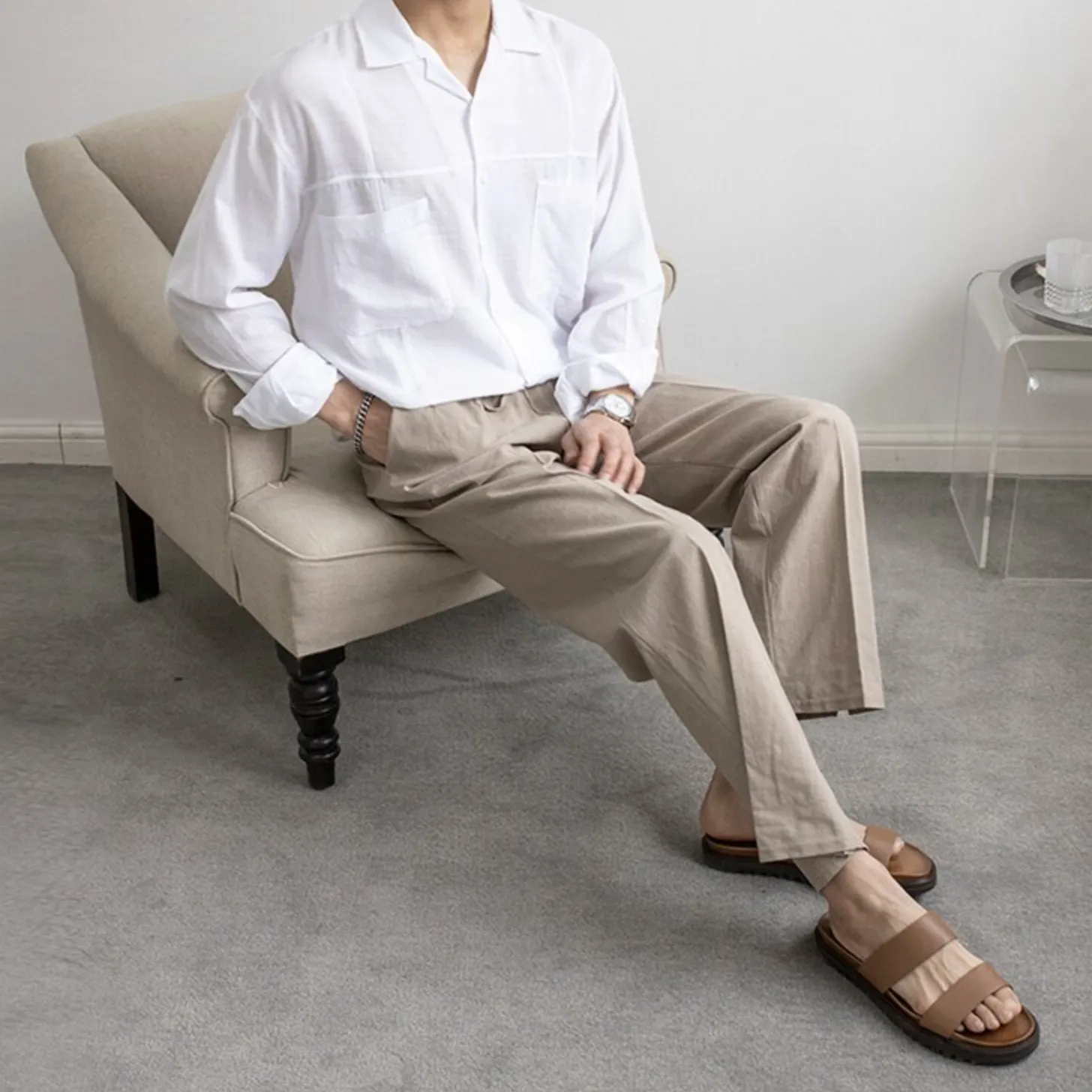 [Korean Style] Drawstring Oversized Linen Pants