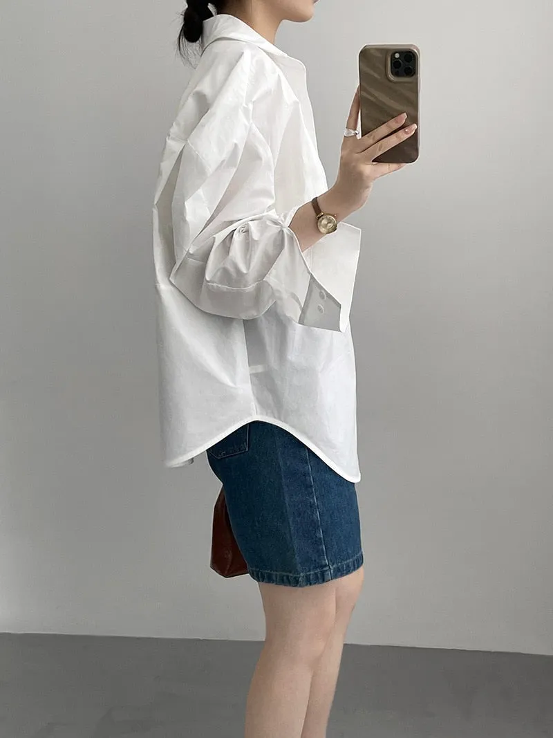 [Korean Style] Irregular Cut Loose Fit Voluminous Sleeve Shirts