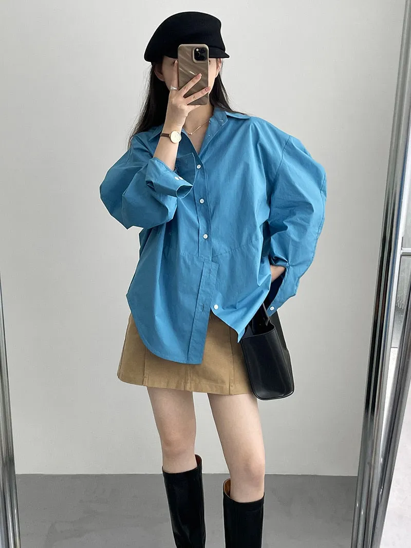 [Korean Style] Irregular Cut Loose Fit Voluminous Sleeve Shirts