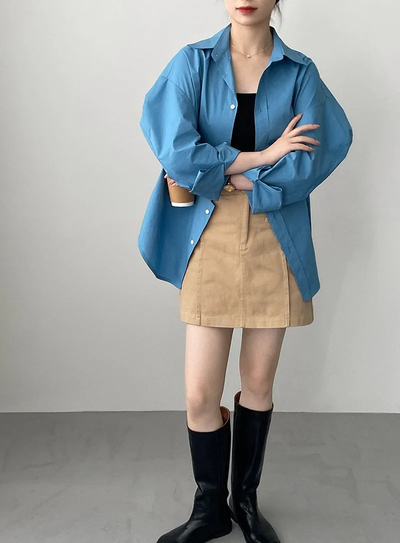 [Korean Style] Irregular Cut Loose Fit Voluminous Sleeve Shirts
