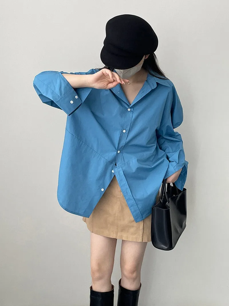 [Korean Style] Irregular Cut Loose Fit Voluminous Sleeve Shirts