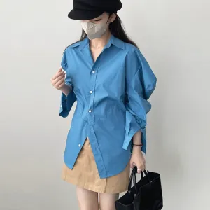 [Korean Style] Irregular Cut Loose Fit Voluminous Sleeve Shirts