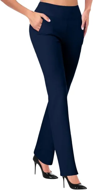 Kubbon Dress Pants Women High Waisted Stretch Yoga Pants Casual Office Work Pants Dressy Straight Leg Business Trousers