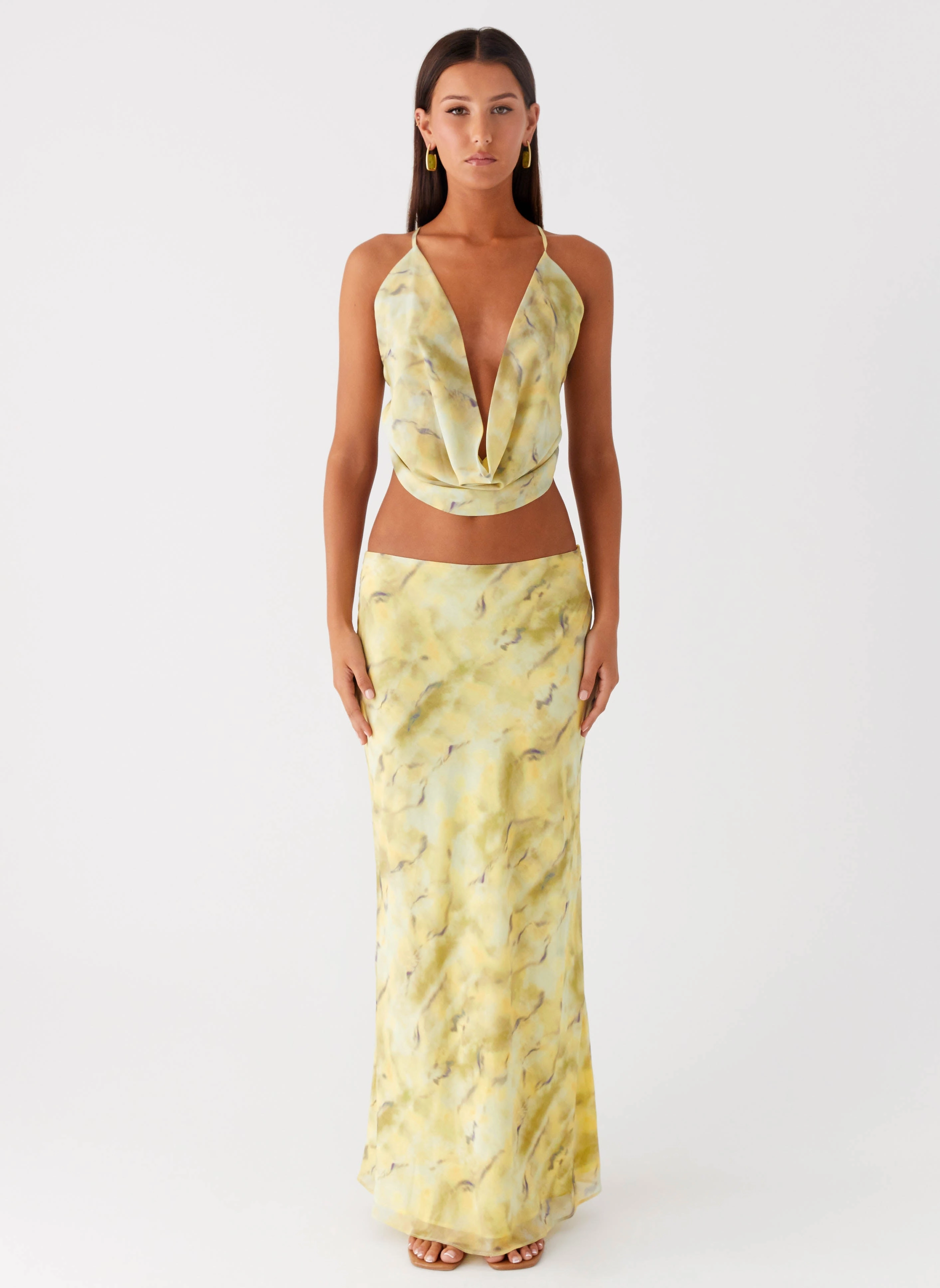 Kylo Cowl Top - Yellow Tie Dye FlexFit Technology BondedShoulder