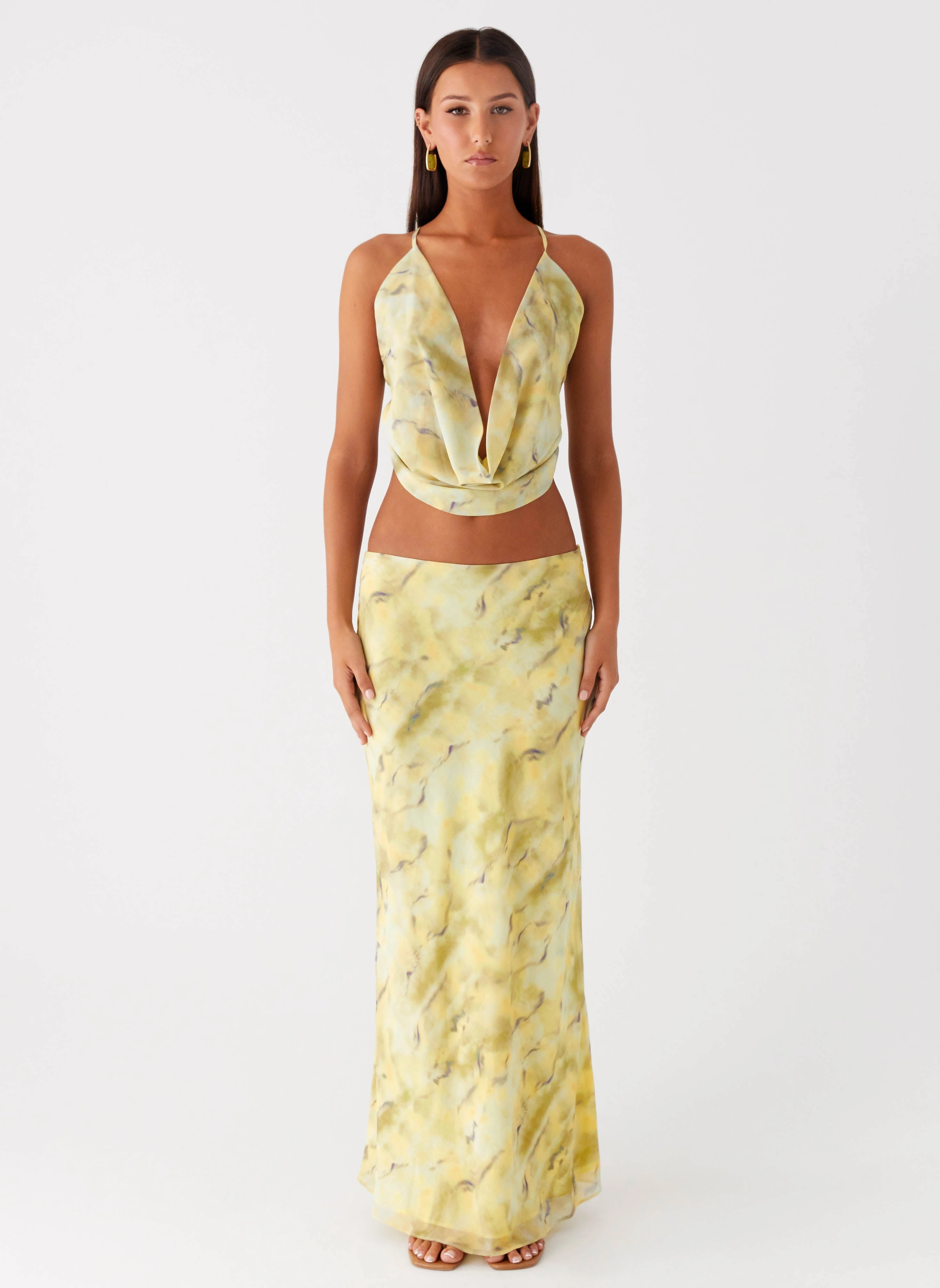 Classic Fit Kylo Low Rise Maxi Skirt - Yellow Tie Dye