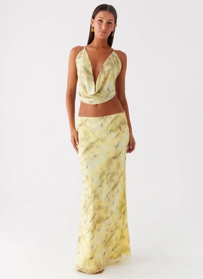 Kylo Low Rise Maxi Skirt - Yellow Tie Dye High End Quality