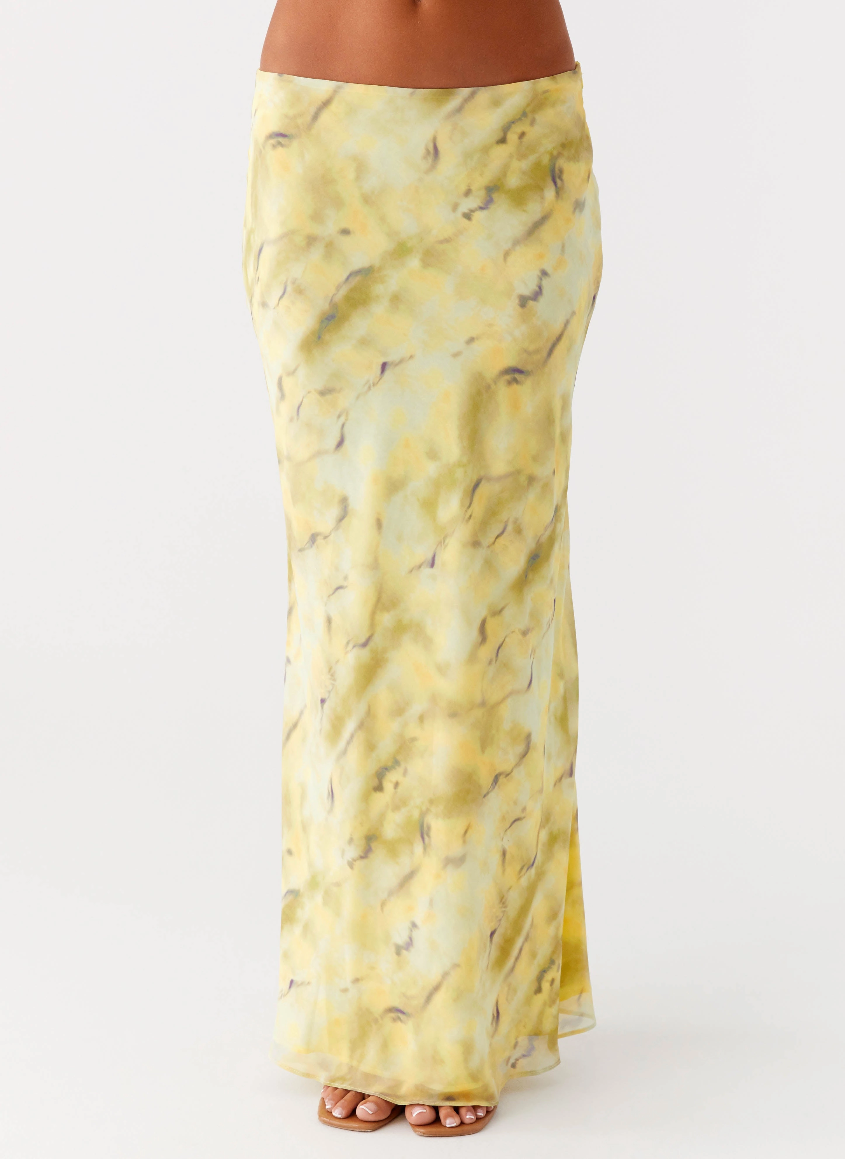Kylo Low Rise Maxi Skirt - Yellow Tie Dye Ethically Made Mid Length