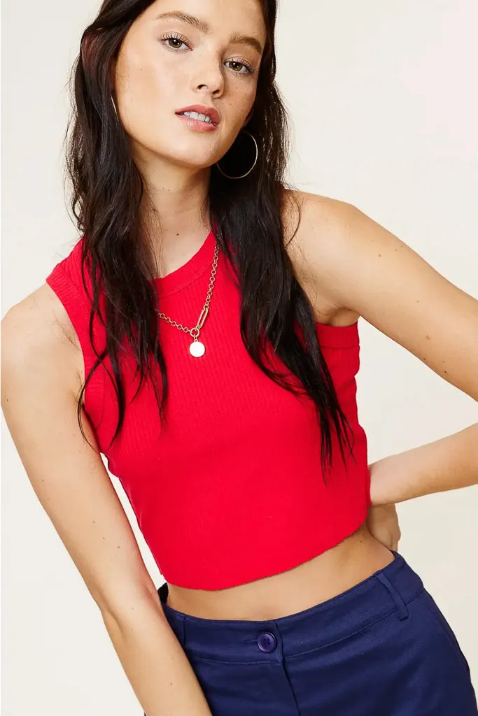 Hidden Storage Pockets LA Basic Crop - Red