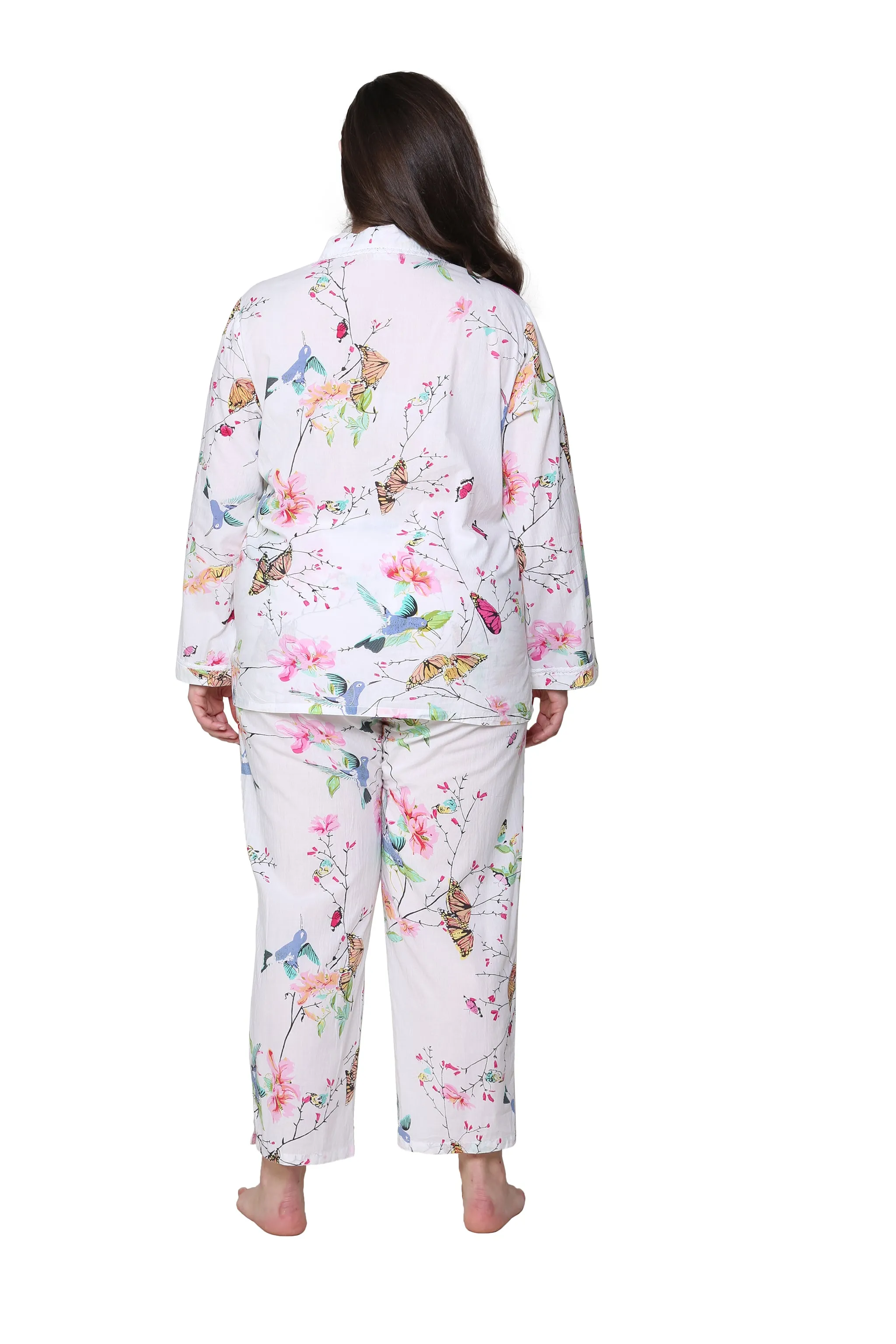 La Cera Plus Size Long Sleeve Floral Pajama Set
