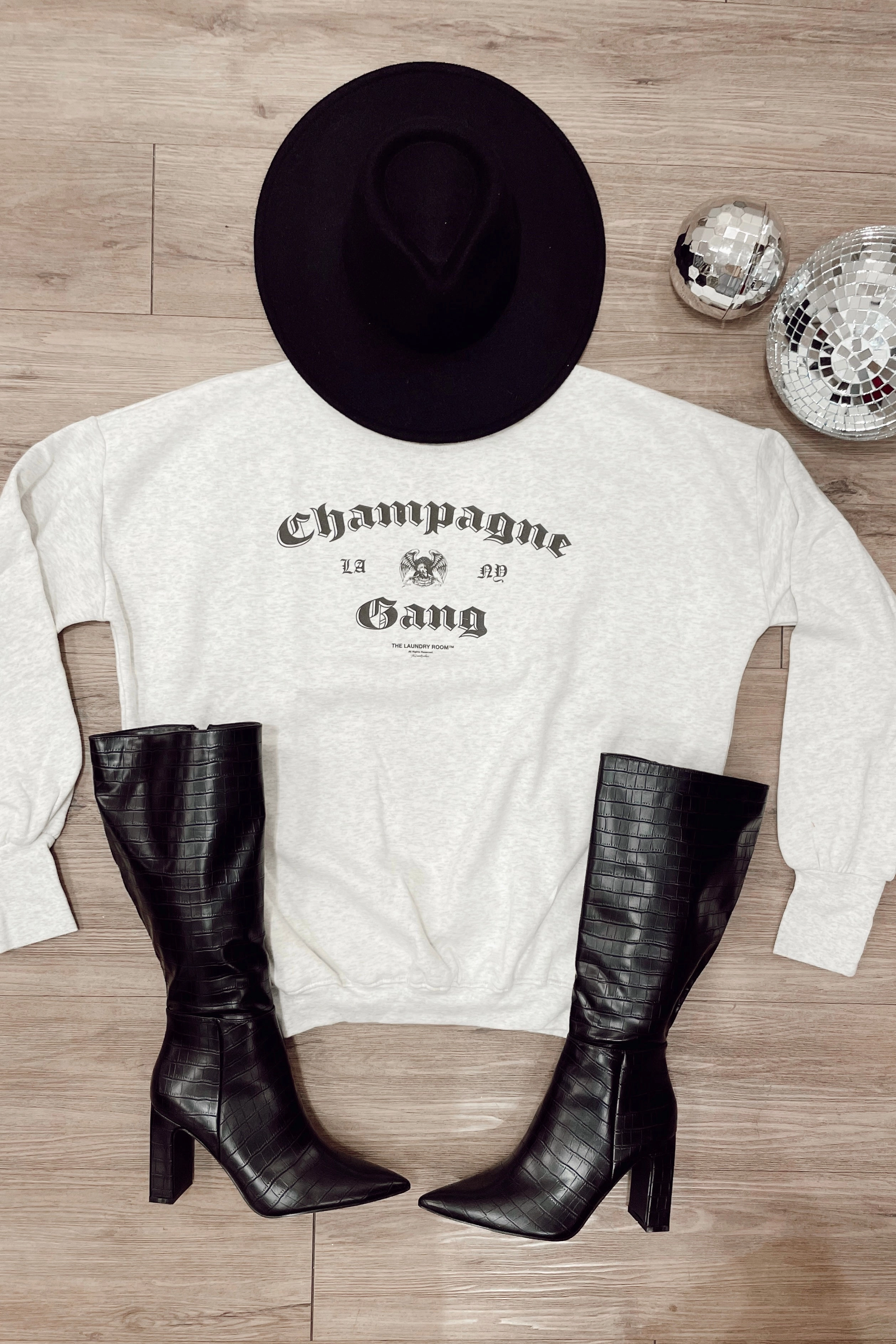 LA Champagne Gang NY Jumper - Pebble Heather Lightweight Open Weave