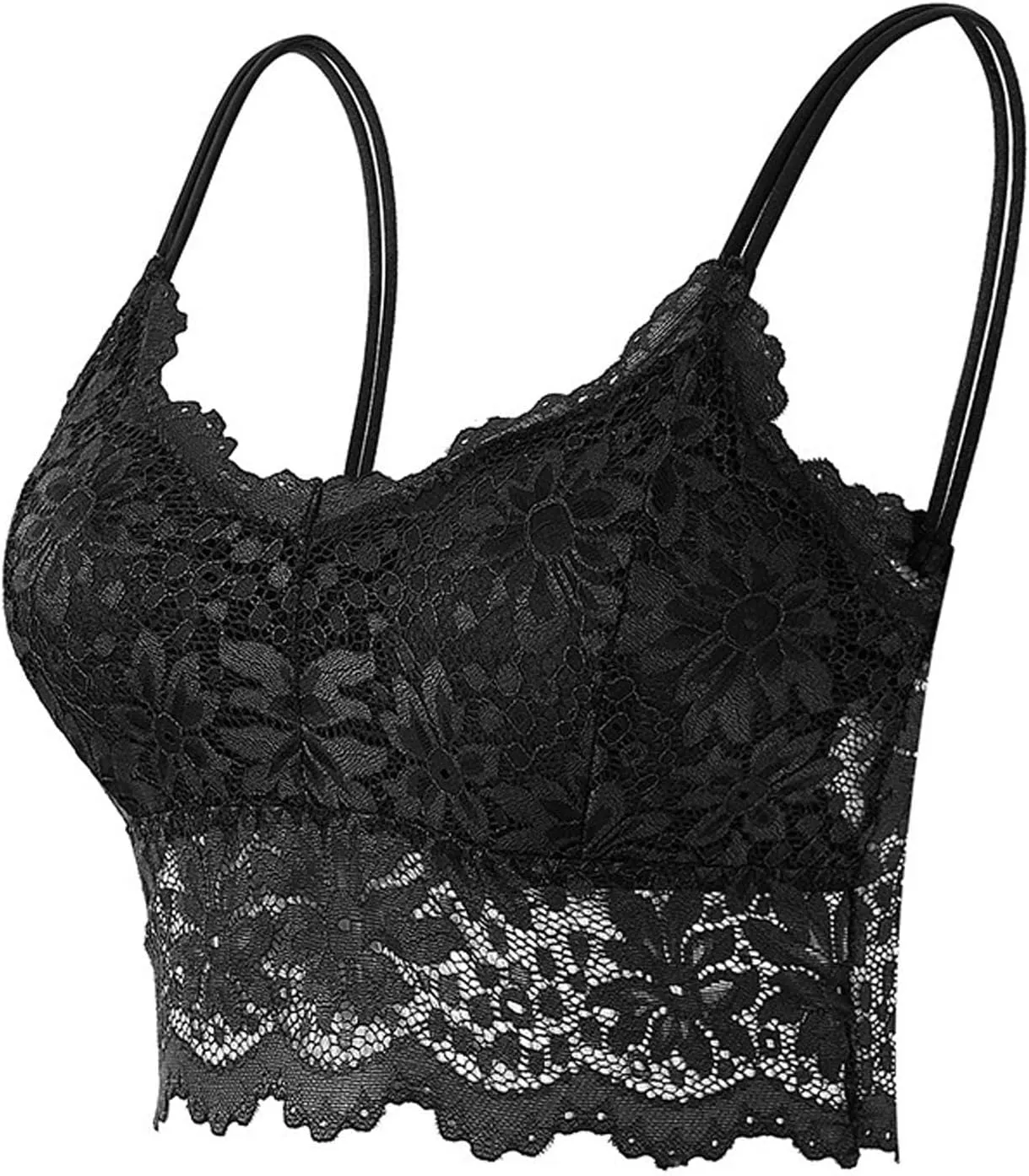 Lace Bralettes for Women Girls Padded Plus Size Push Up Spaghetti Strap Top No Underwire Full Coverage Wirefree Bras