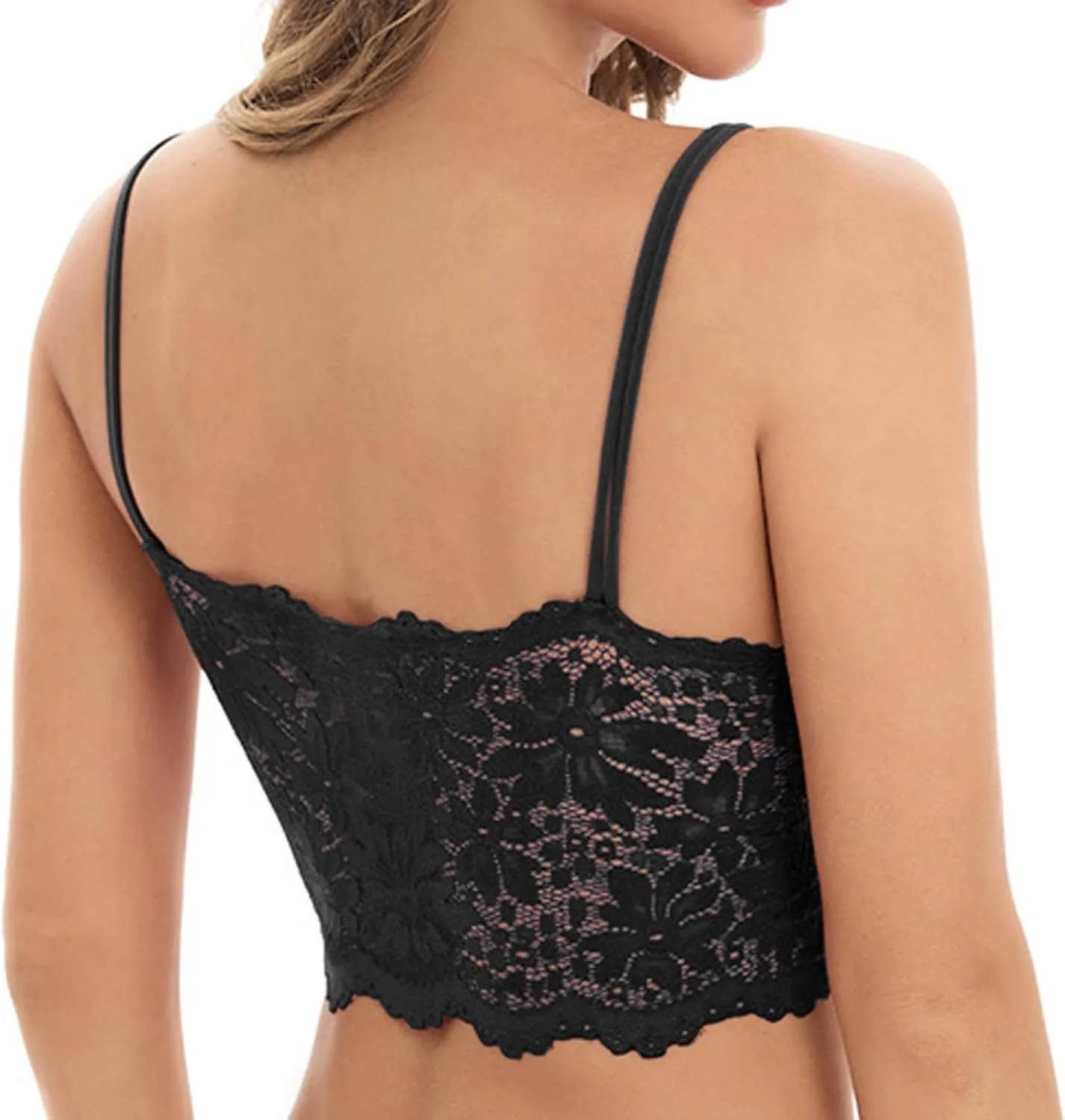 Lace Bralettes for Women Girls Padded Plus Size Push Up Spaghetti Strap Top No Underwire Full Coverage Wirefree Bras