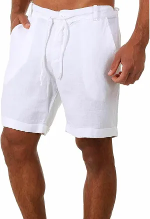 Lace Linen Pants for Mens Summer Fall Loose Fit Work Out Gym Beach Hawaiian Pants Shorts Mens 2025