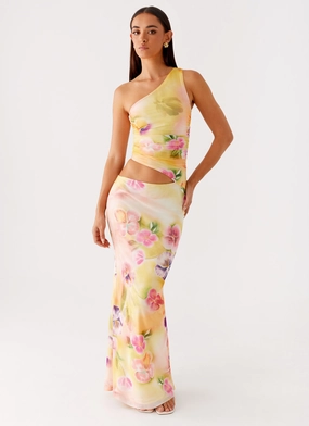 Seranella One Shoulder Maxi Dress - Sunburst Floral Walk Grace Luxe Fit