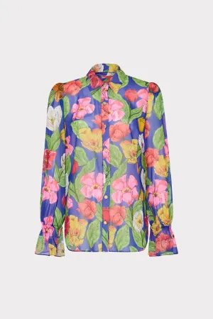Lacey Tulip Rosette Blouse Reinforced Hems Reverseble Design