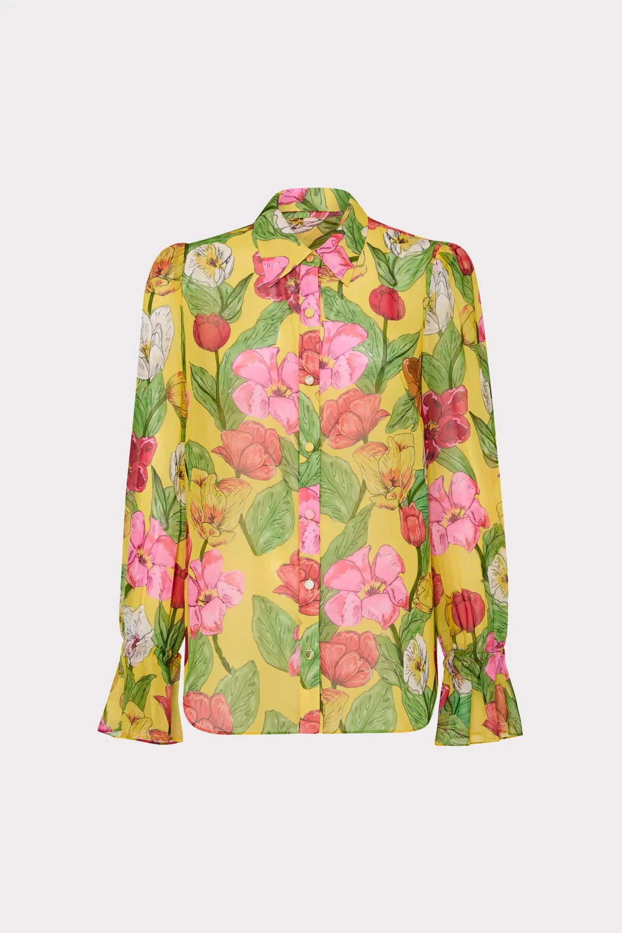 Lacey Tulip Rosette Blouse SlubTexture Overlock Edging