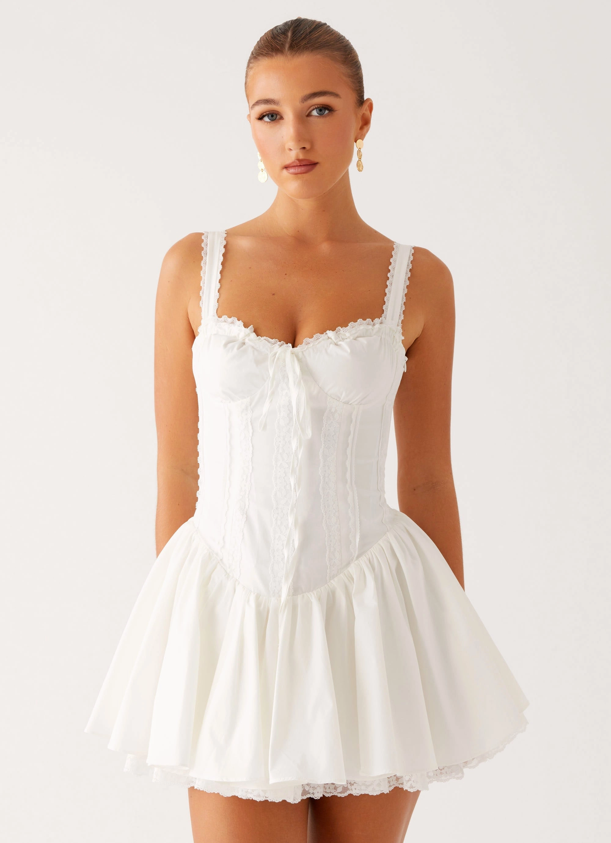 Photography Session Midi length Lacie Mini Dress - White
