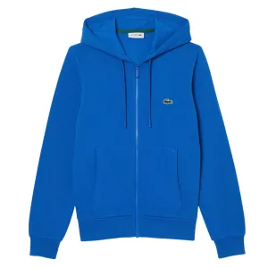Lacoste Kangaroo Pocket Zip-Up Fleece Hoodie (Blue)